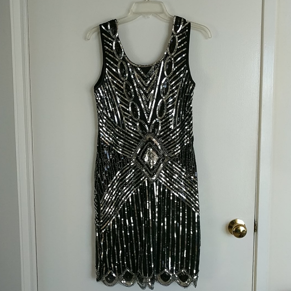 Halloween Flapper dress black and silver